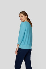 BLUE 3/4 KNIT SWEATSHIRT