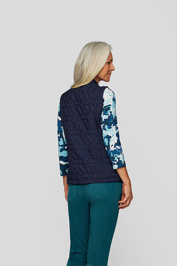 NAVY ZIPPED VEST