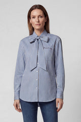 BOW STRIPED BLOUSE