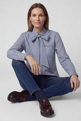 BOW STRIPED BLOUSE