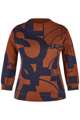 BROWN GRAPHIC DESIGN PULLOVER