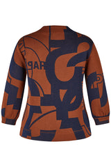 BROWN GRAPHIC DESIGN PULLOVER