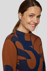 BROWN GRAPHIC DESIGN PULLOVER