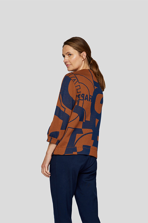 BROWN GRAPHIC DESIGN PULLOVER