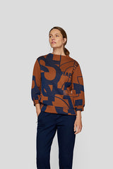 BROWN GRAPHIC DESIGN PULLOVER