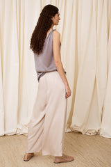 STONE-COLORED WIDE LEG TROUSERS