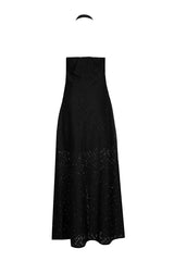 OPEN BACK LACE TEXTURED MAXI DRESS