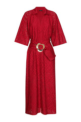 KIMONO SLEEVES LACE TEXTURED DRESS