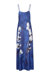 SILKY SHEEN FLORAL PRINT MAXI DRESS
