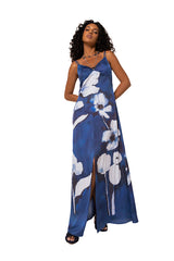 SILKY SHEEN FLORAL PRINT MAXI DRESS