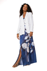 SILKY SHEEN FLORAL PRINT MAXI DRESS