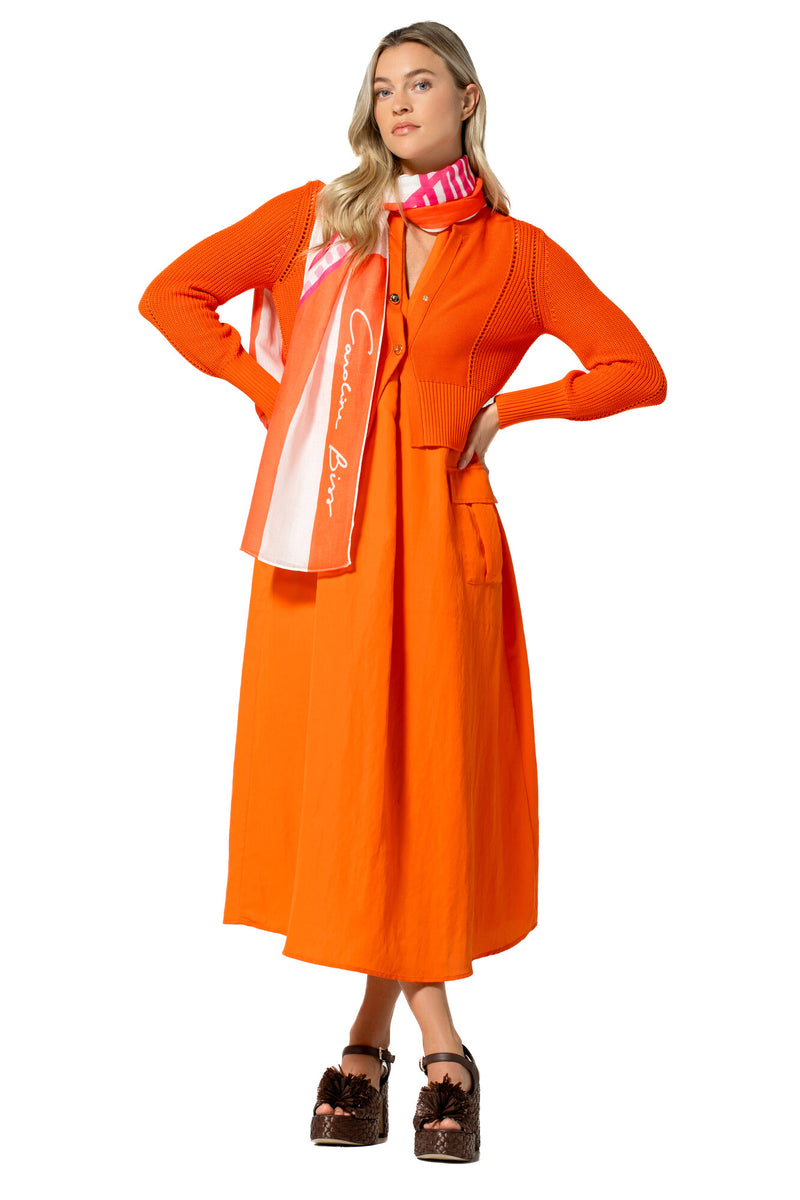 TANGERINE LOOSE MIDI DRESS