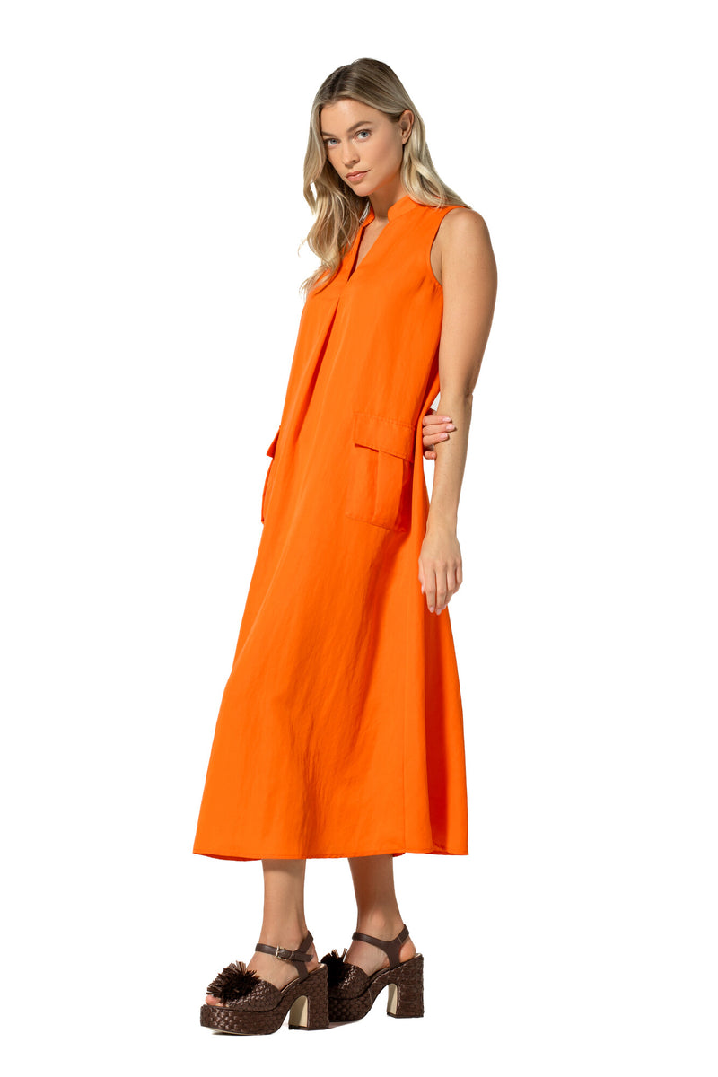 TANGERINE LOOSE MIDI DRESS