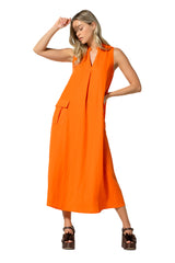 TANGERINE LOOSE MIDI DRESS