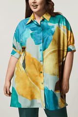 FELLINI BRUSHSTROKE FLORAL PRINT CREPE DE CHINE TUNIC