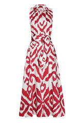 GRAPHIC PRINT SLEEVELESS MIDI SHIRT DRESS