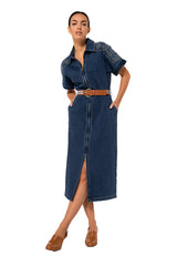 REFINED STITCHING DENIM DRESS