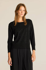 BLACK HOTFIX DETAIL KNITTED JUMPER