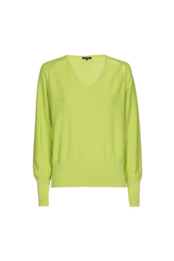 LIME SHOULDER DETAIL FINE PULLOVER