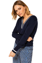 STRIPED V NECK SWEATER