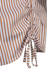 SHIRT COLLAR STRIPED BLOUSE