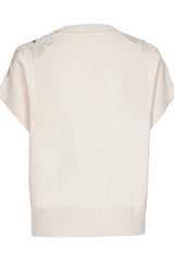 NATURAL FLORAL DETAIL FINE KNIT SWEATER