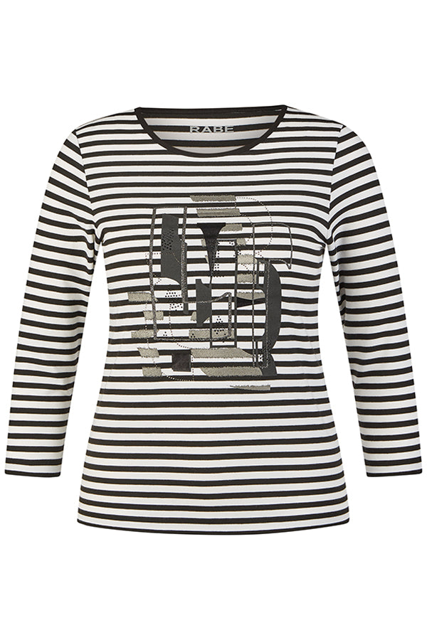 STRIPED GRAPHIC PRINT T-SHIRT