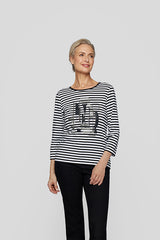 STRIPED GRAPHIC PRINT T-SHIRT