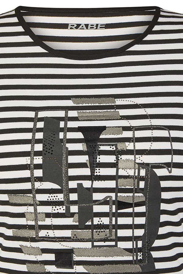 STRIPED GRAPHIC PRINT T-SHIRT