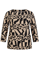 ANIMAL PRINT 3/4 SLEEVED T-SHIRT