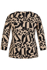 ANIMAL PRINT 3/4 SLEEVED T-SHIRT