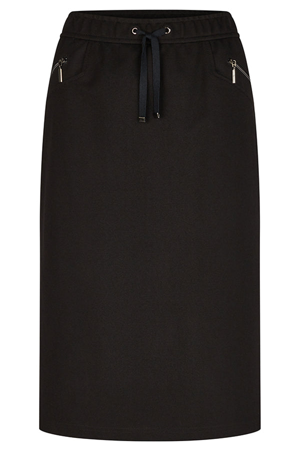 BLACK ZIPPED POCKET BASIC SKIRT