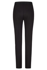 BLACK CONTRASTING ELASTIC WAISTBAND BASIC TROUSERS