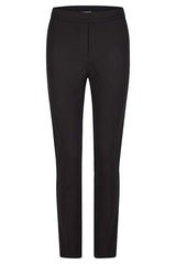 BLACK CONTRASTING ELASTIC WAISTBAND BASIC TROUSERS