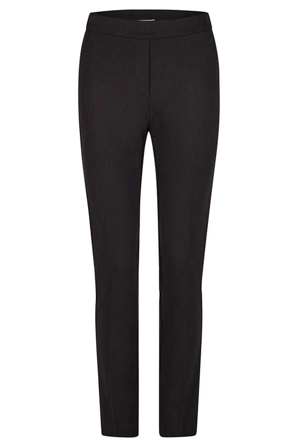 BLACK CONTRASTING ELASTIC WAISTBAND BASIC TROUSERS