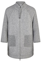 GREY STAND-UP COLLAR CARDIGAN