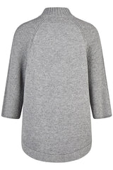 GREY STAND-UP COLLAR CARDIGAN