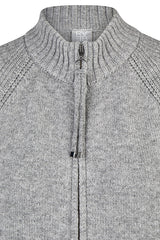 GREY STAND-UP COLLAR CARDIGAN