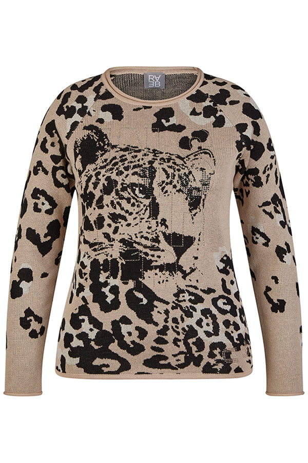 BEIGE ANIMAL PRINT SWEATER