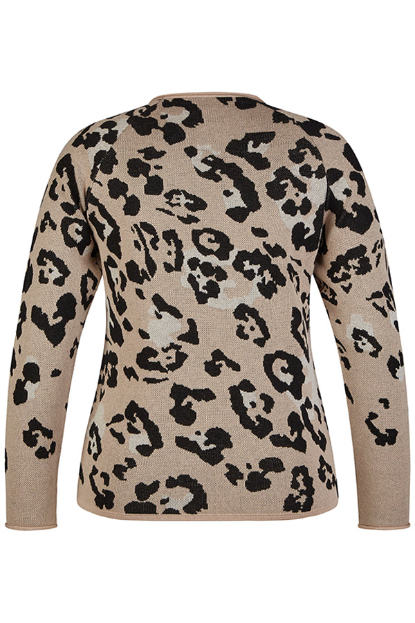 BEIGE ANIMAL PRINT SWEATER