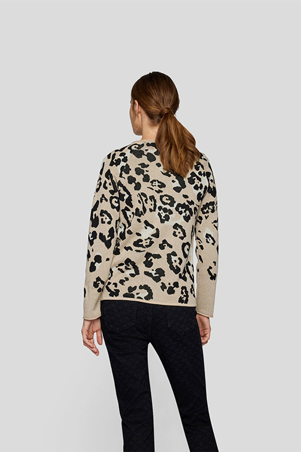 BEIGE ANIMAL PRINT SWEATER