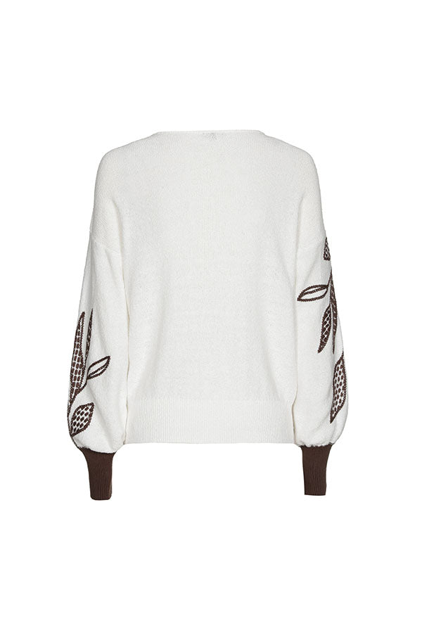 EMBROIDERED SLEEVE LOOSE PULLOVER