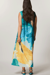 DOPPIO BRUSHSTROKE FLORAL PRINT CREPE DE CHINE DRESS