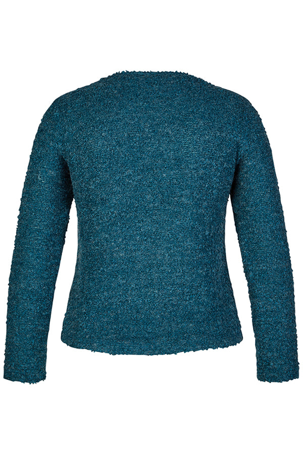 FUZZY TEAL BUTTONED KNIT CARDIGAN