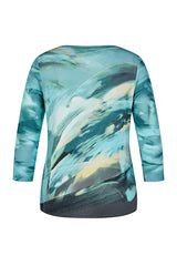 AQUA ABSTRACT WATERCOLOR PRINT T-SHIRT