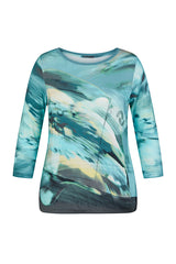 AQUA ABSTRACT WATERCOLOR PRINT T-SHIRT