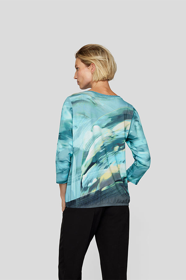 AQUA ABSTRACT WATERCOLOR PRINT T-SHIRT