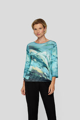 AQUA ABSTRACT WATERCOLOR PRINT T-SHIRT