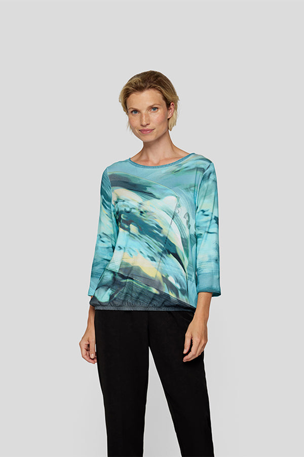 AQUA ABSTRACT WATERCOLOR PRINT T-SHIRT