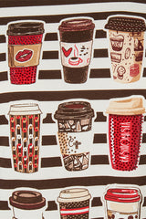 COFFEE PRINT STRIPED T-SHIRT